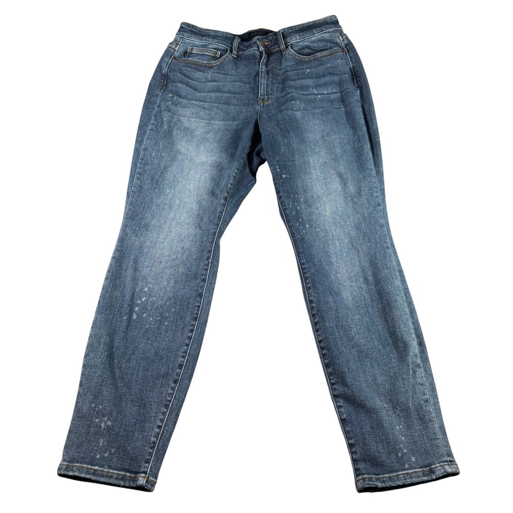 Judy Blue Boyfriend Fit Jeans Women 16W (FITS 33x29) Blue Distressed High Rise